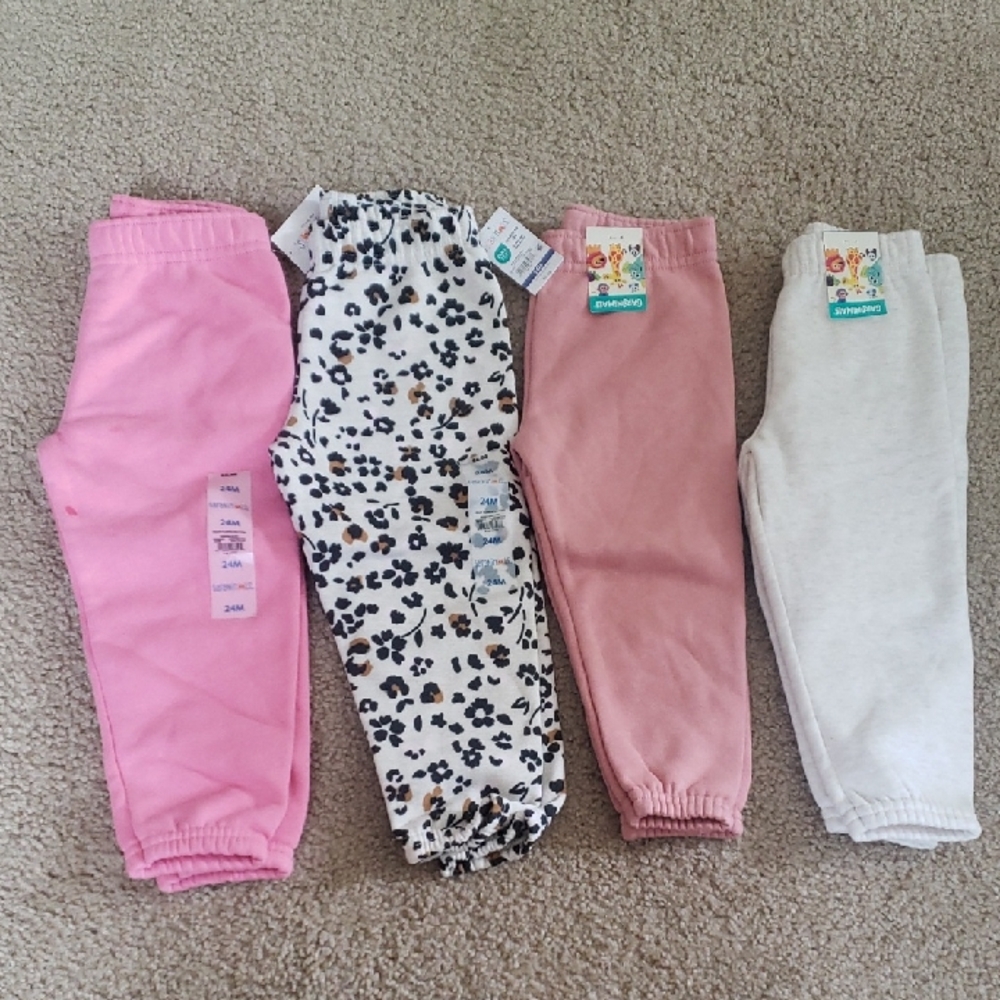 Garanimals 24M Baby Girl 4 Pack Girls Joggers Pink Leopard